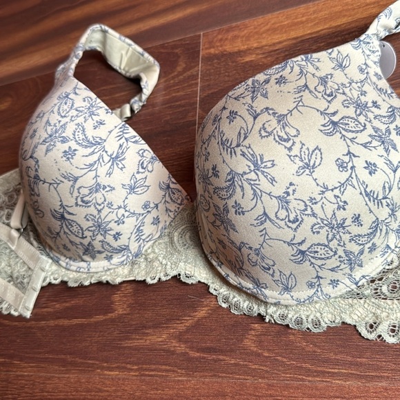 Lucky Brand Blue and Gray Floral Lace Underwire Bra Size 40C - Picture 7 of 7